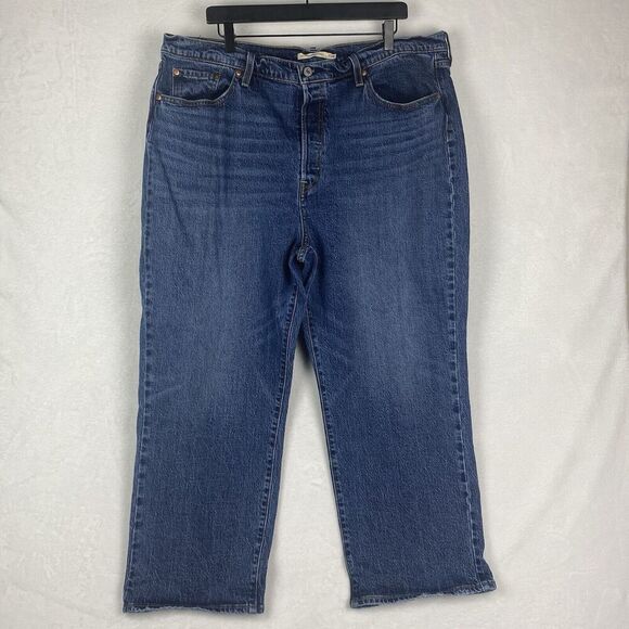 Levis Ribcage Straight Ankle Jeans Womens Size 20W Blue Pockets Denim Pants - Picture 1 of 15